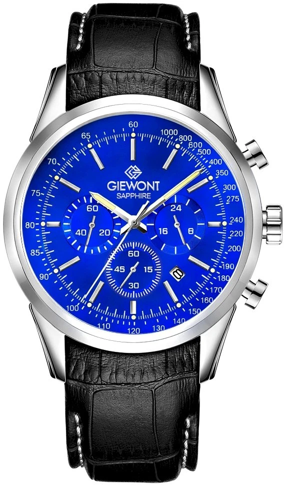 Vyriškas laikrodis Giewont Chronograph Safyro Sidabrinis Mėlynas GW7650-A3