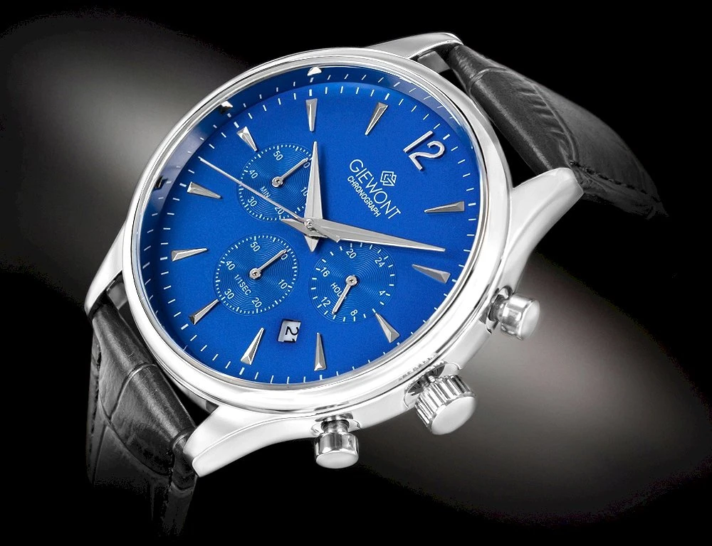 Vyriškas laikrodis Giewont Chronograph Safyro Juodas ir Mėlynas GW6310-A3