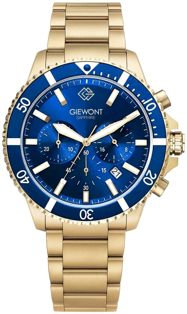 Vyriškas laikrodis Giewont Chronograph Safyrinis Auksinis Mėlynas GW3970-B6