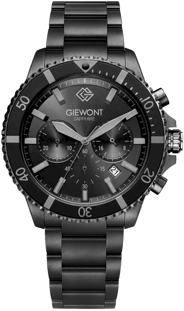 Giewont Chronograph Sapphire Juodas Titano Vyriškas Laikrodis GW3970-B1