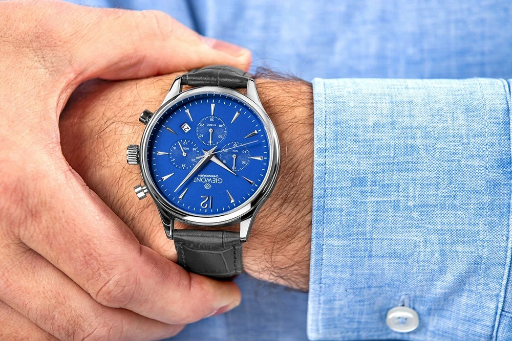 Vyriškas laikrodis Giewont Chronograph Safyro Juodas ir Mėlynas GW6310-A3