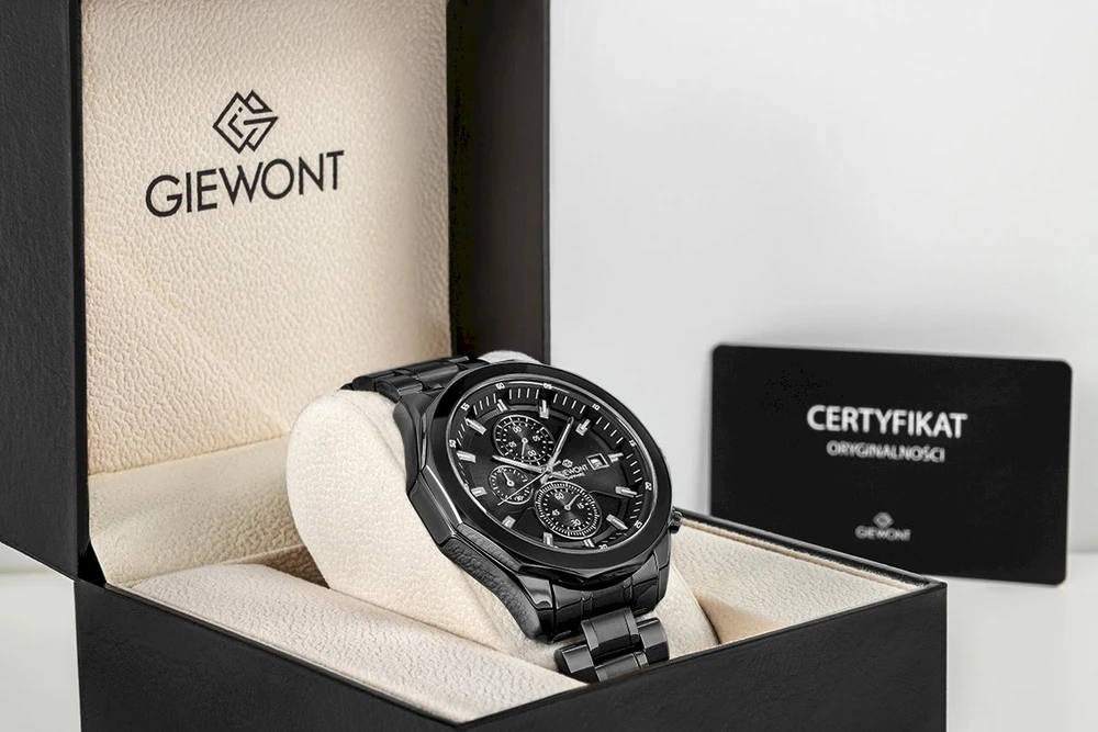 Vyriškas laikrodis Giewont Chronografas Safyrinis Juodas GW7290-B1