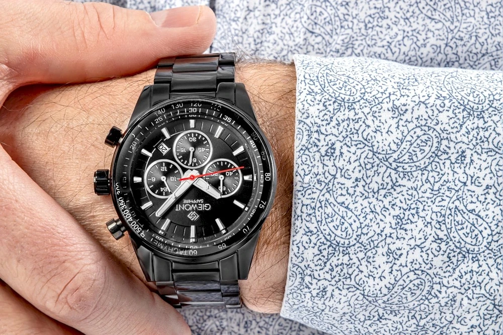 Vyriškas laikrodis Giewont Chronograph safyrinis juodas GW9140-B2