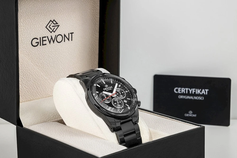 Vyriškas laikrodis Giewont Chronograph safyrinis juodas GW9140-B2