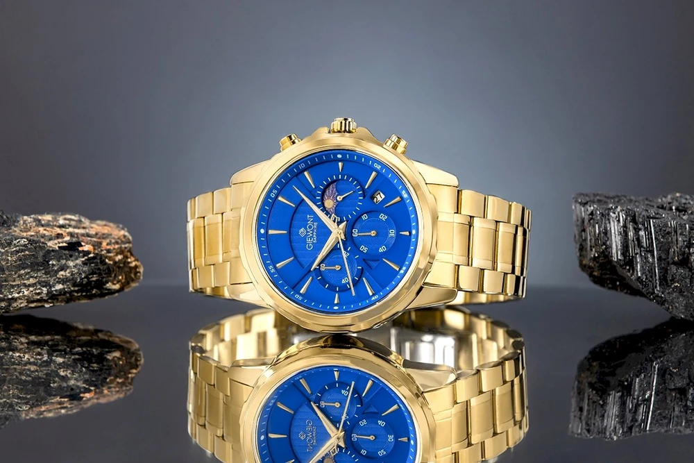 Vyriškas laikrodis Giewont Chronograph Safyras Auksas Mėlynas GW9460-B5