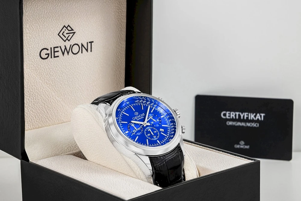 Vyriškas laikrodis Giewont Chronograph Safyro Sidabrinis Mėlynas GW7650-A3