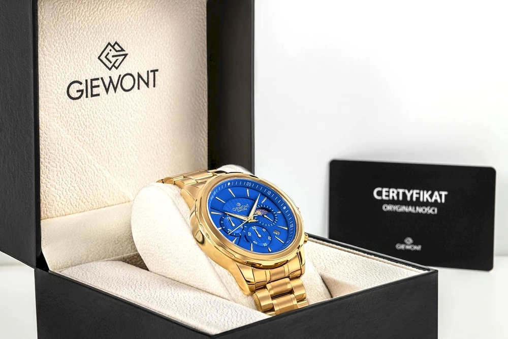 Vyriškas laikrodis Giewont Chronograph Safyras Auksas Mėlynas GW9460-B5