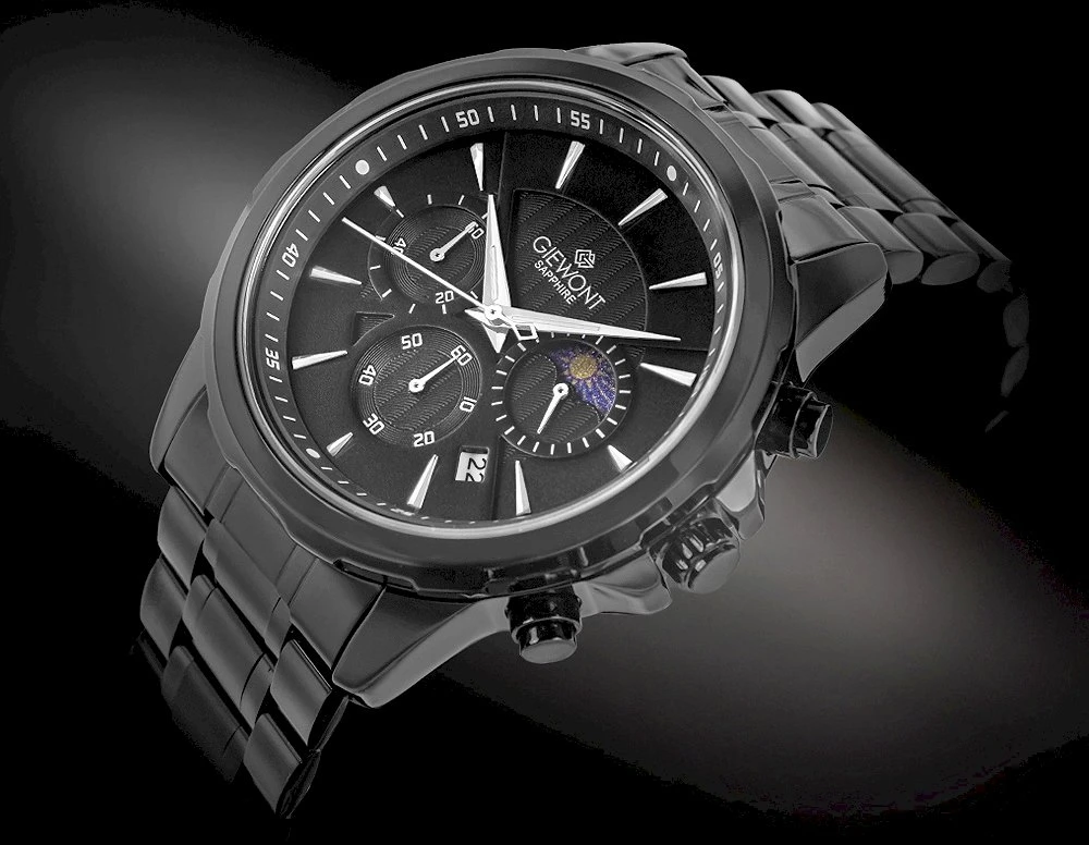 Vyriškas laikrodis Giewont Chronografas Safyro Juodas GW9460-B1
