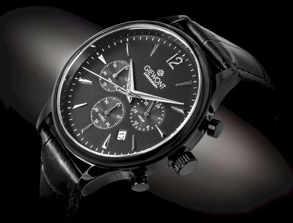 Giewont Chronograph Sapphire Juodas Vyriškas Laikrodis GW6310-A1