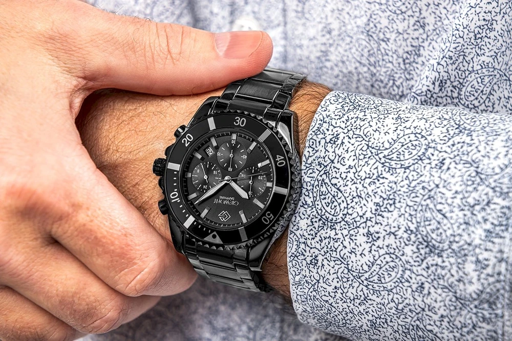Vyriškas laikrodis Giewont Chronograph Safyrinis Juodas GW3970-B4