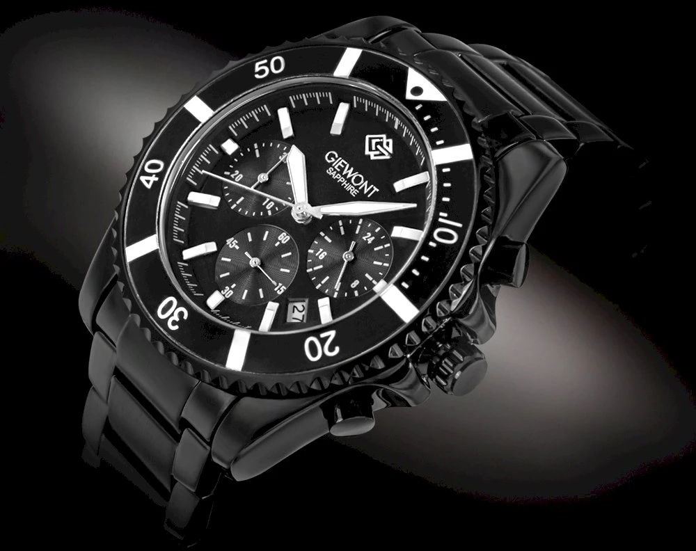 Vyriškas laikrodis Giewont Chronograph Safyrinis Juodas GW3970-B4