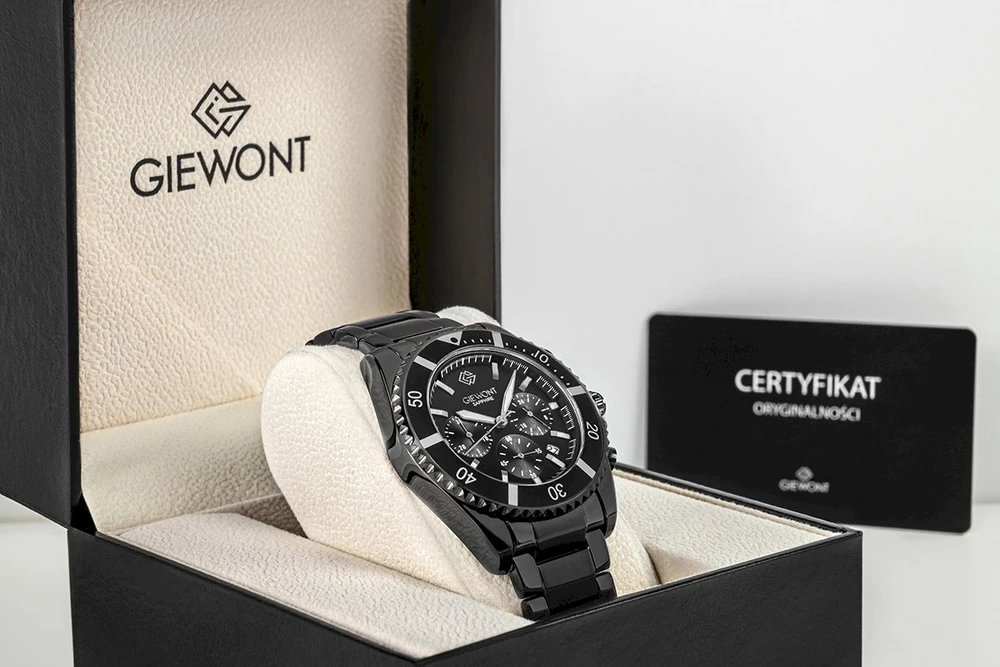 Vyriškas laikrodis Giewont Chronograph Safyrinis Juodas GW3970-B4