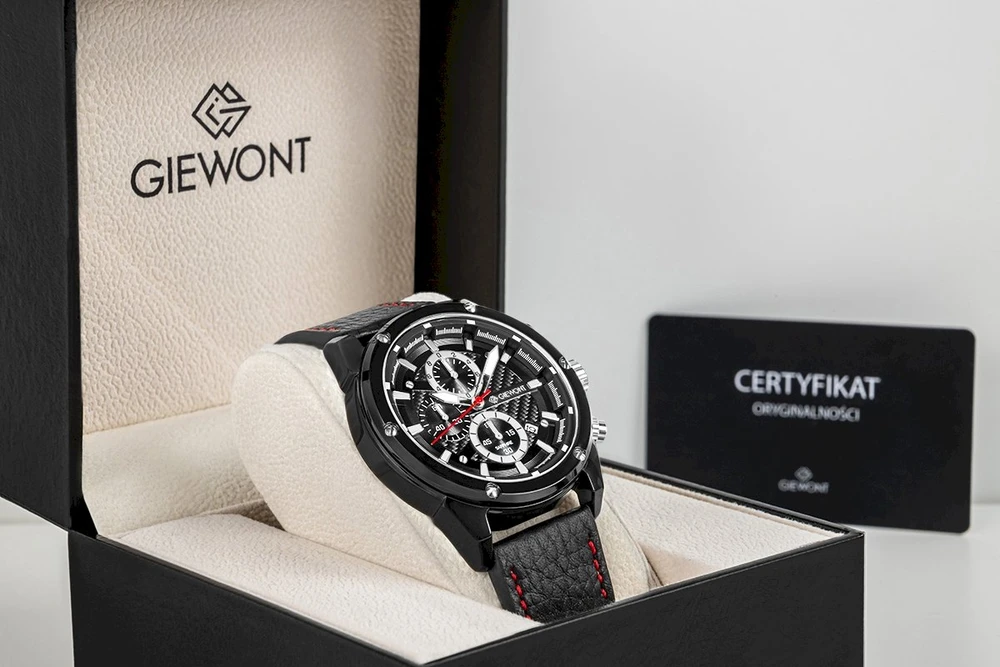 Vyriškas laikrodis Giewont Chronograph Safyro Juodas GW8810-A1