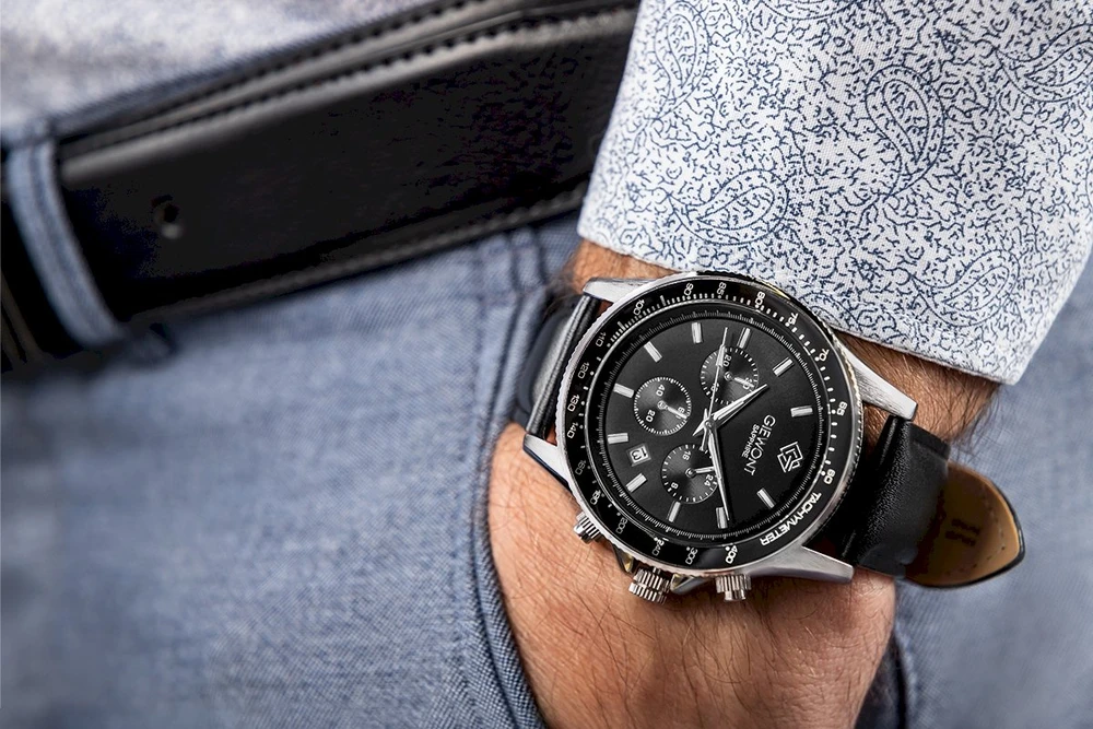 Vyriškas laikrodis Giewont Chronograph Safyras Juodas GW3520-A4