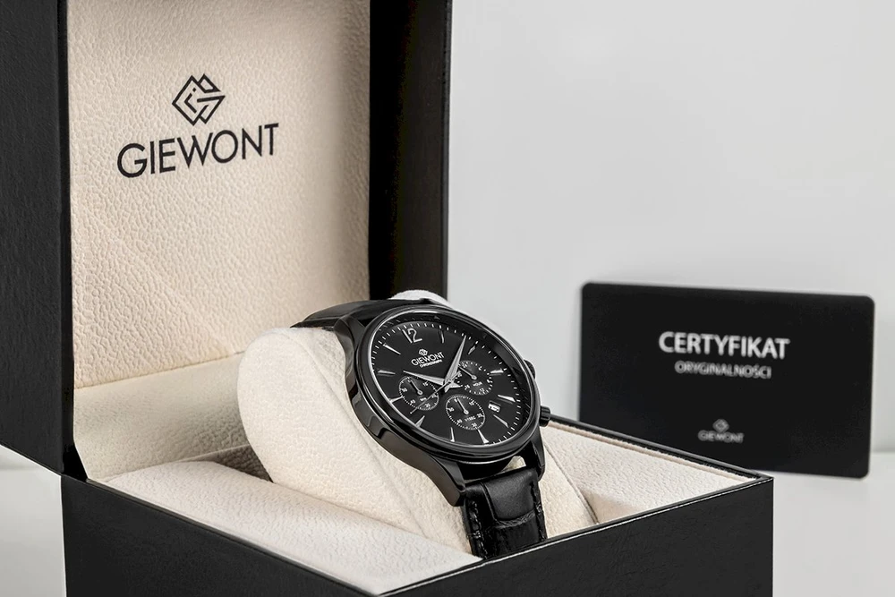 Giewont Chronograph Sapphire Juodas Vyriškas Laikrodis GW6310-A1