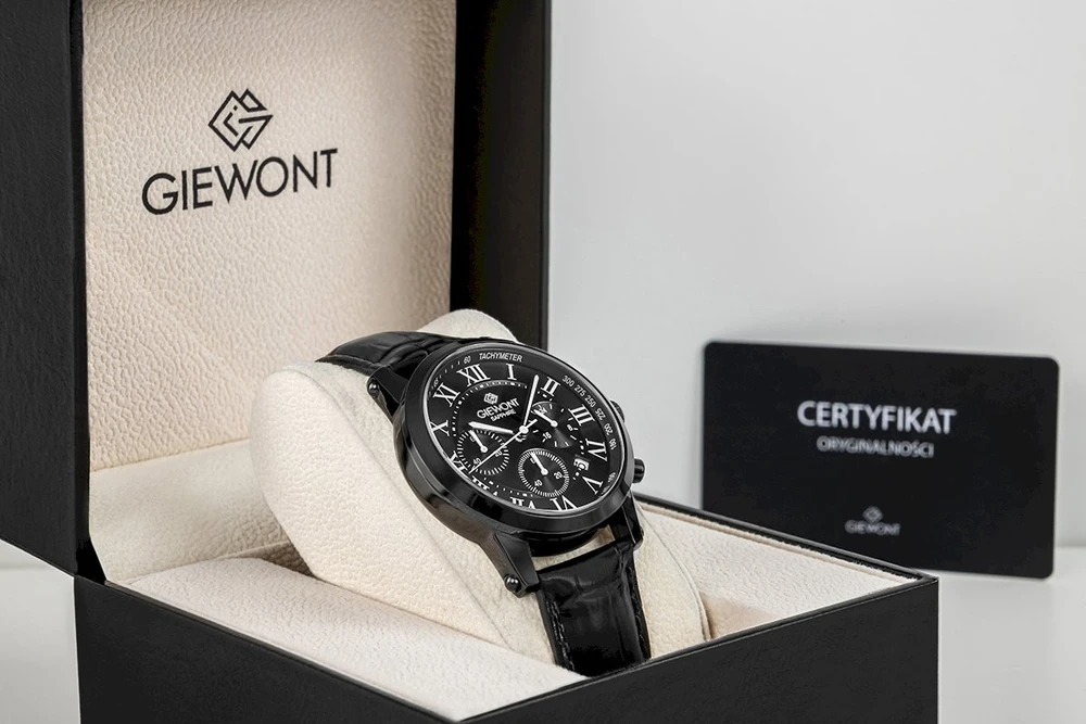 Vyriškas laikrodis Giewont Chronografas Safyro Juodas GW6260-A3