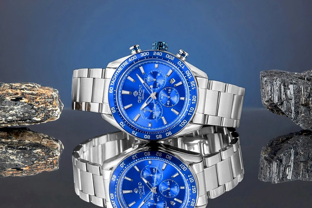 Vyriškas laikrodis Giewont Chronograph Safyro Sidabrinis Mėlynas GW9580-B3