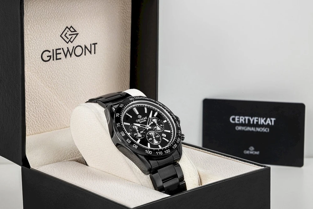 Vyriškas laikrodis Giewont Chronograph Safyro Juodas GW9580-B2