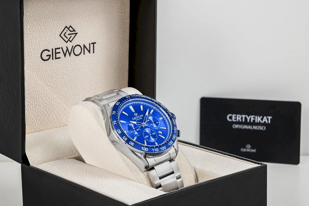 Vyriškas laikrodis Giewont Chronograph Safyro Sidabrinis Mėlynas GW9580-B3