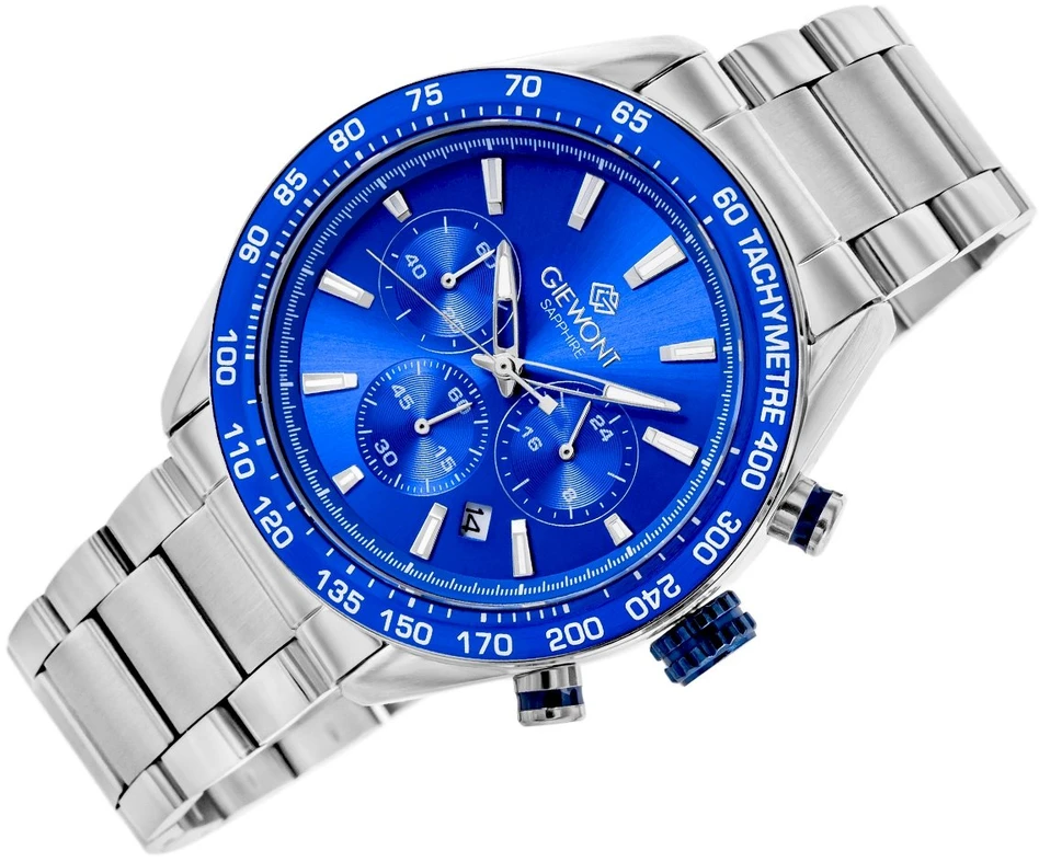 Vyriškas laikrodis Giewont Chronograph Safyro Sidabrinis Mėlynas GW9580-B3