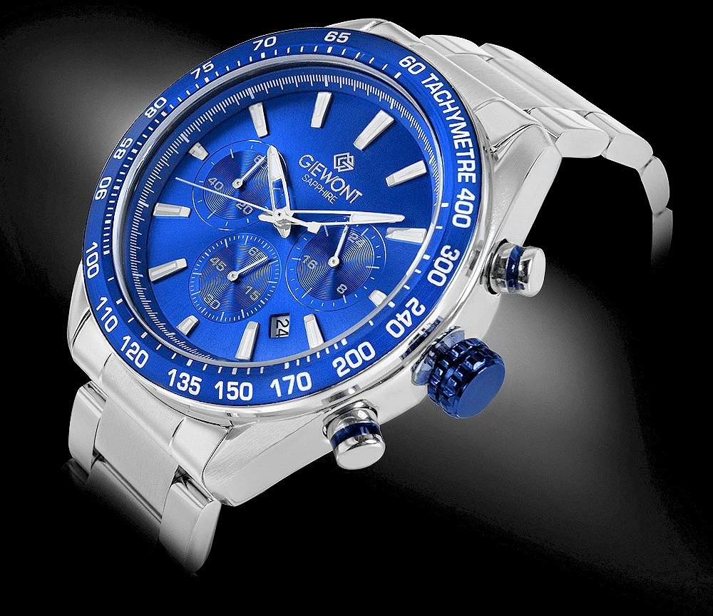 Vyriškas laikrodis Giewont Chronograph Safyro Sidabrinis Mėlynas GW9580-B3