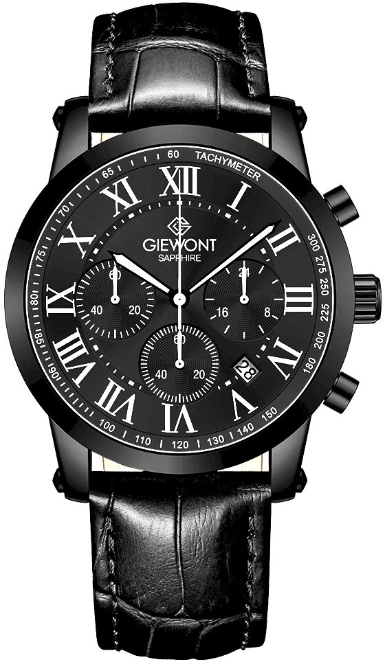 Vyriškas laikrodis Giewont Chronografas Safyro Juodas GW6260-A3