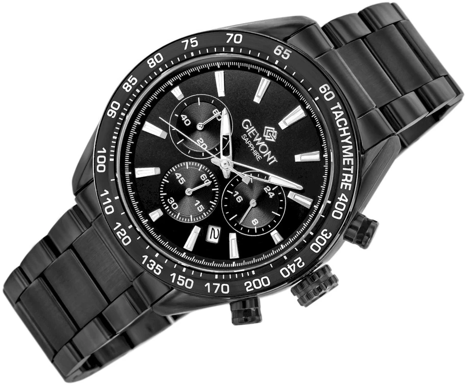 Vyriškas laikrodis Giewont Chronograph Safyro Juodas GW9580-B2