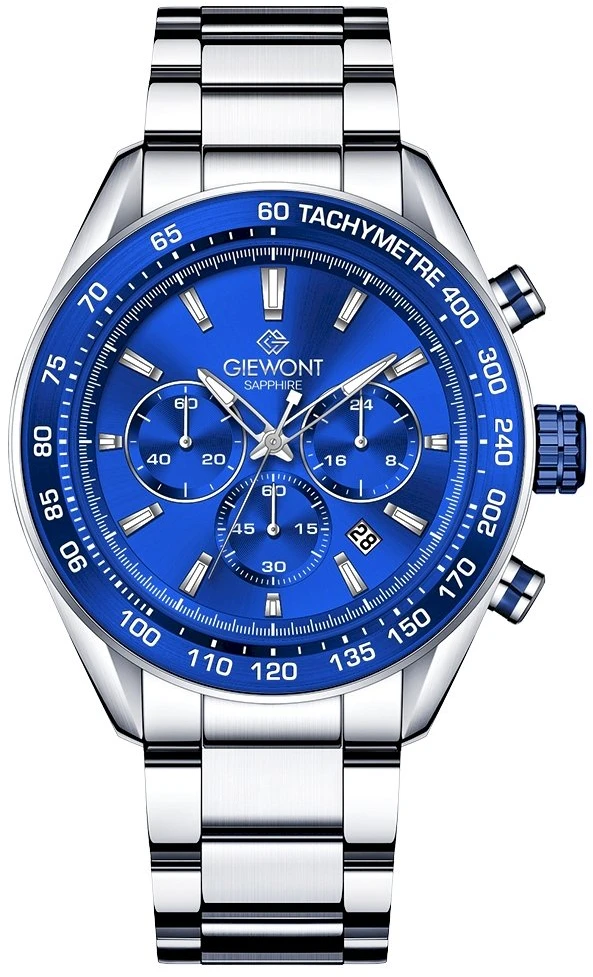 Vyriškas laikrodis Giewont Chronograph Safyro Sidabrinis Mėlynas GW9580-B3