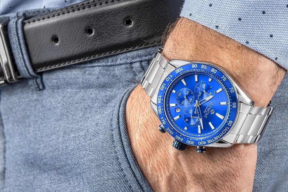 Vyriškas laikrodis Giewont Chronograph Safyro Sidabrinis Mėlynas GW9580-B3