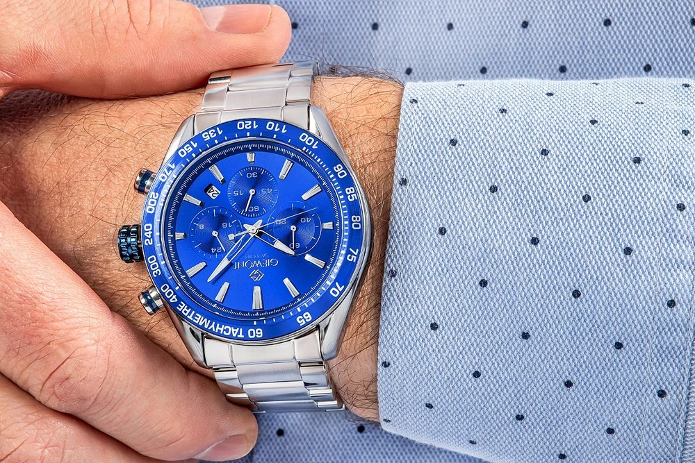 Vyriškas laikrodis Giewont Chronograph Safyro Sidabrinis Mėlynas GW9580-B3