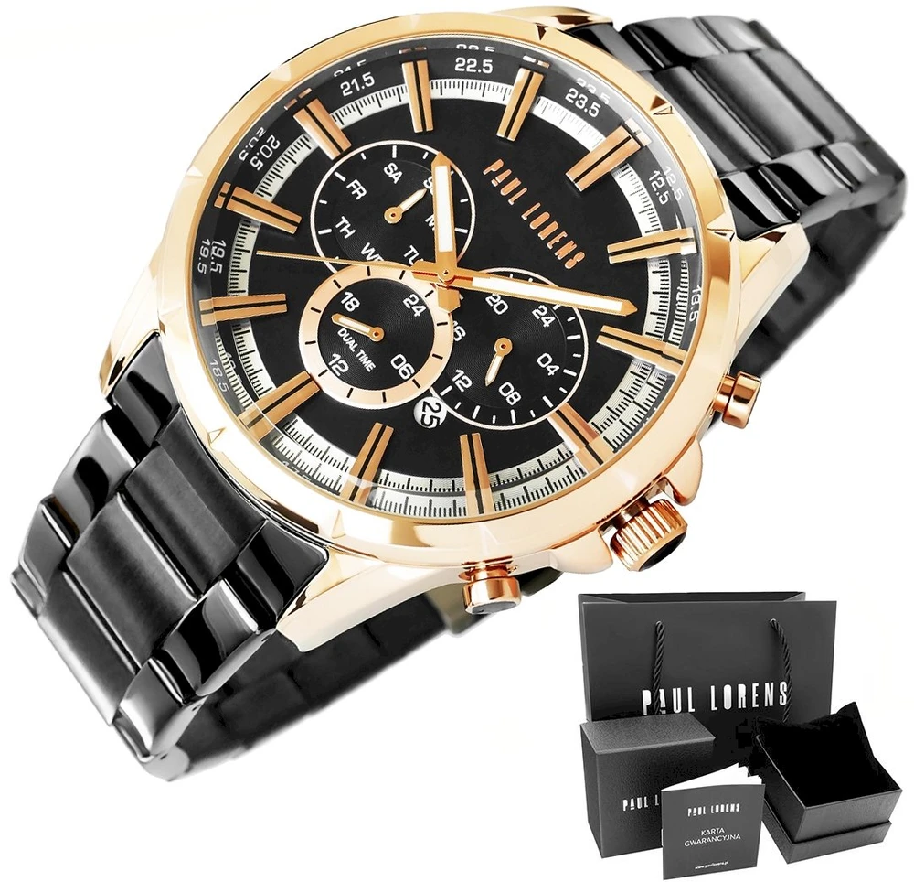Laikrodis vyrams PAUL LORENS - PL13605B-1A4 (zg359c) + BOX