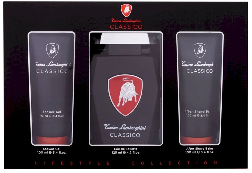 rinkinys Tonino Lamborghini Classic Tualetinis vanduo 125ml + Purškiamasis gelis 100ml + Balzamas po skutimosi 100ml