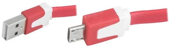 Lamex LTC PS USB mikro USB kabelis, raudonos spalvos, plokščias.