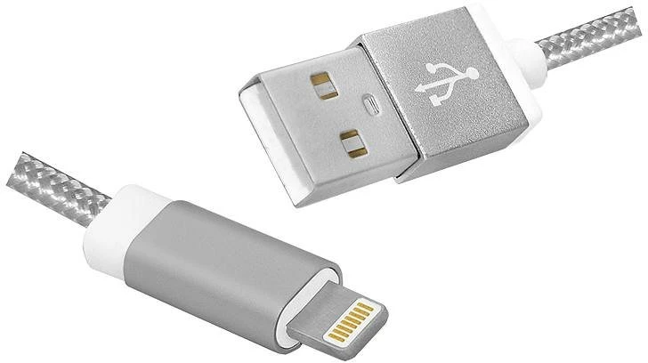 Lamex LTC PS USB-Iphone kabelis, 1 m, sidabrinės spalvos.