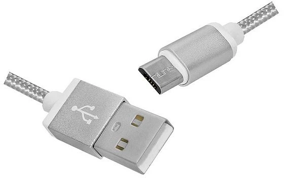 Lamex LTC PS USB -mikroUSB kabelis 2 m, sidabrinės spalvos.