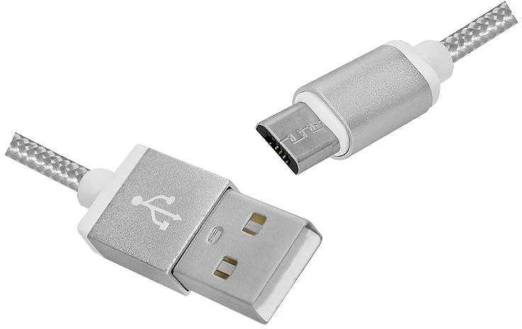 Lamex LTC PS USB -mikroUSB kabelis, 1 m, sidabrinės spalvos.