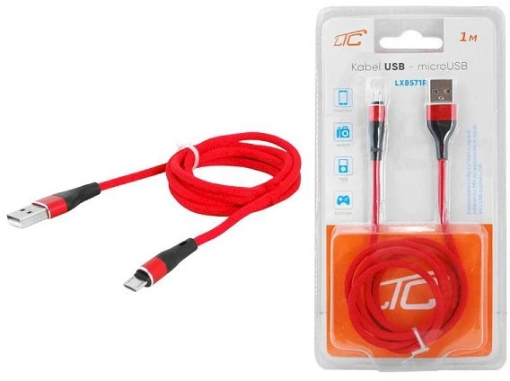 Lamex LTC PS USB - microUSB kabelis 1 m raudonos spalvos pintas kabelis