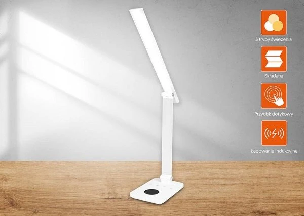 Lamex LED stalinė lempa 10W, 300045006000K, indukcinis įkrovimas, jutiklinis valdymas, reguliatorius, balta, LTC