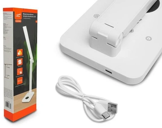 Lamex LED stalinė lempa 10W, 300045006000K, indukcinis įkrovimas, jutiklinis valdymas, reguliatorius, balta, LTC