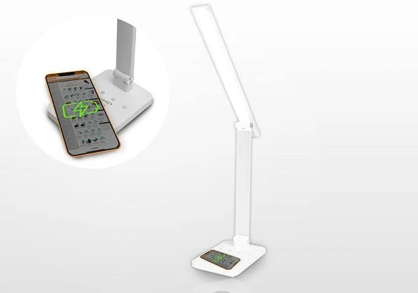 Lamex LED stalinė lempa 10W, 300045006000K, indukcinis įkrovimas, jutiklinis valdymas, reguliatorius, balta, LTC