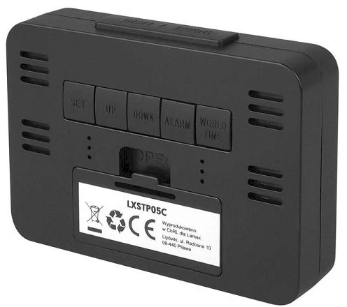 „Lamex LXSTP05C LTC“ žadintuvas su termometru / juodas