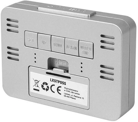 „Lamex LXSTP05S LTC“ žadintuvas su termometru / sidabriškai baltas