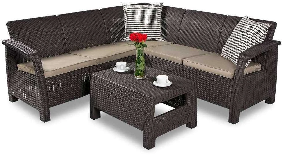 Lauko baldų komplektas Keter Sodo baldų komplektas Corfu Relax Set rudas 8711245158334
