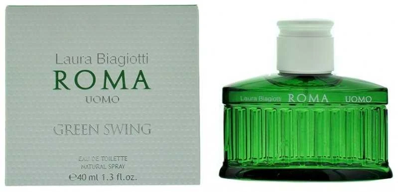 Laura Biagiotti Roma Uomo Žalias Swing EDT tualetinis vanduo EDT tualetinis vanduo vyrams, 40 ml
