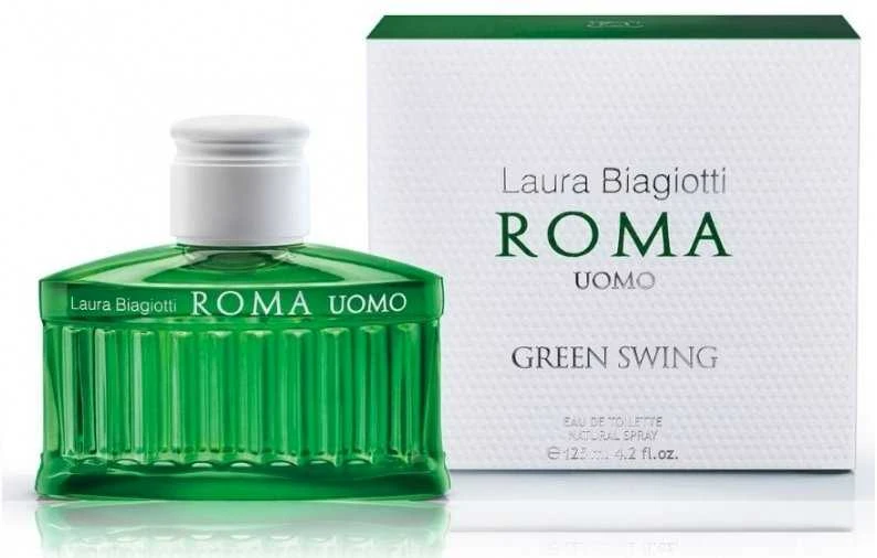 Laura Biagiotti Roma Uomo Žalias Swing EDT tualetinis vanduo vyrams, 125 ml