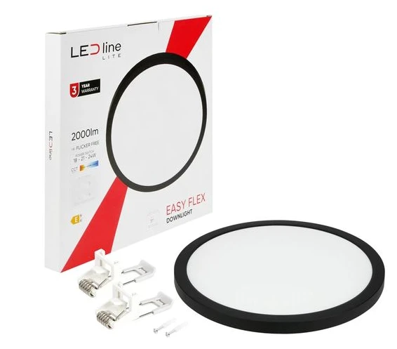 Led Line Lite LED panelė universali EASY FLEX 18-21-24W CCT 2110lm, apvali juoda
