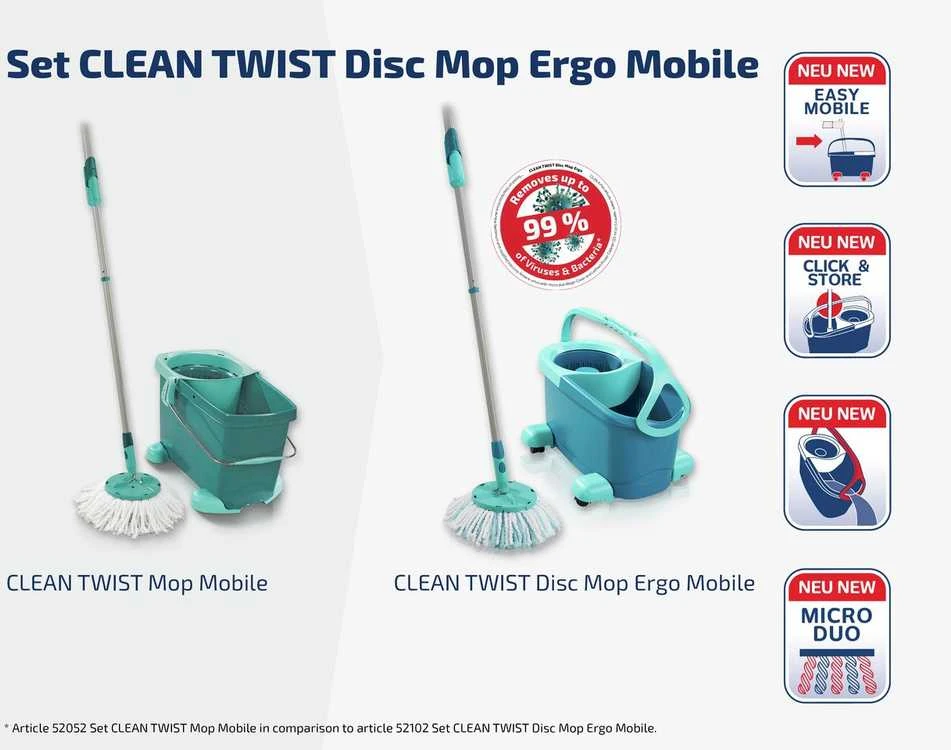 Leifheit grindų valymo rinkinys Clean Twist Disc Mop, 1052102
