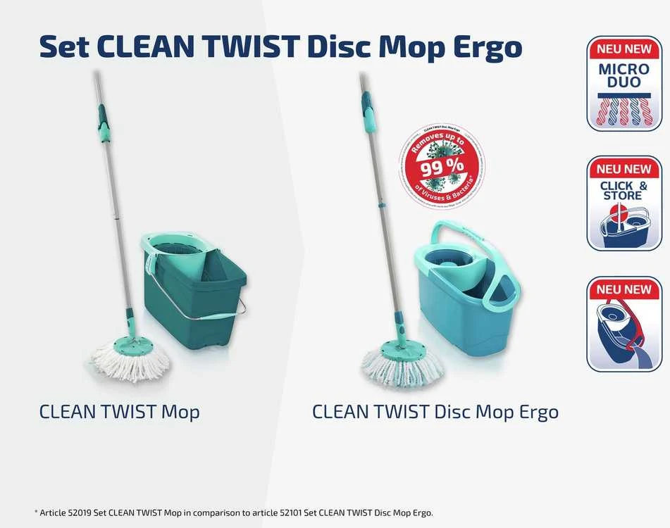 Grindų valymo rinkinys Leifheit CLEAN TWIST Ergo Disc