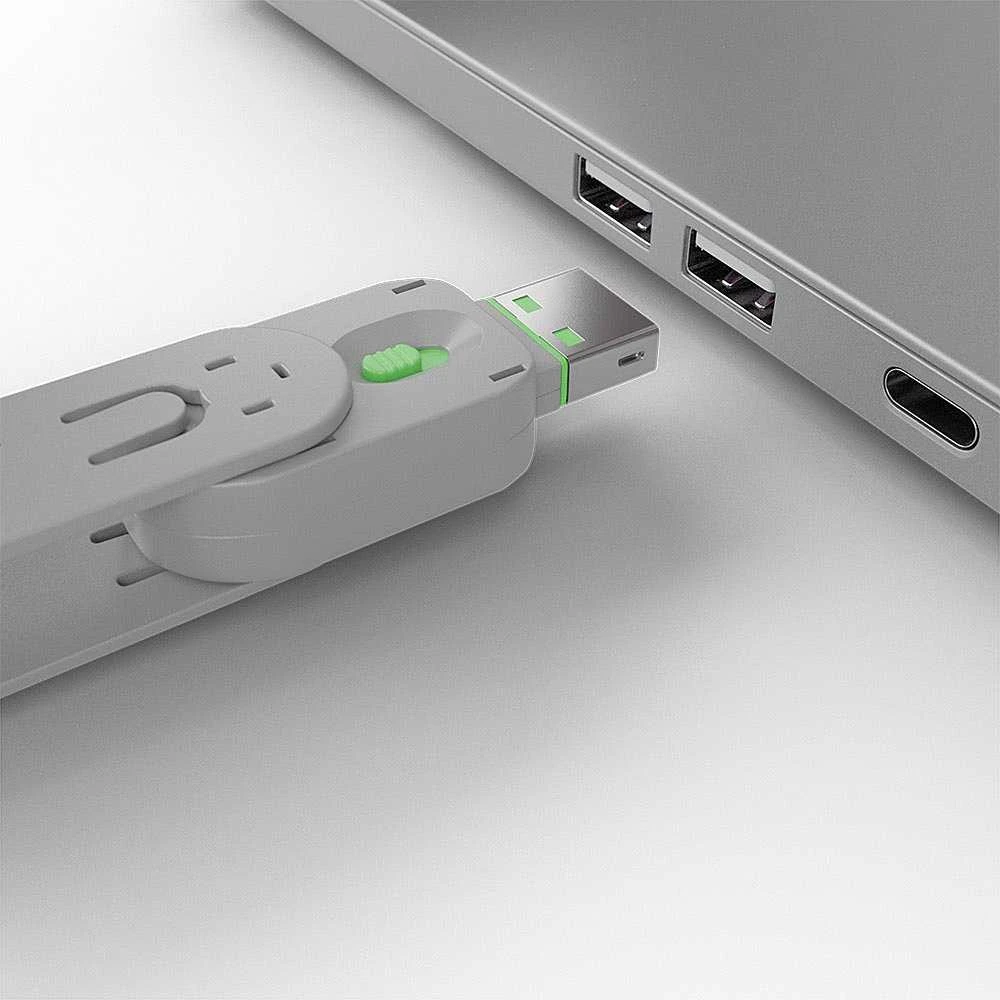 USB Priedas - LINDY USB A Prievado Blokatorius 4 vnt. + Raktas, 55x19x12mm, Žalias