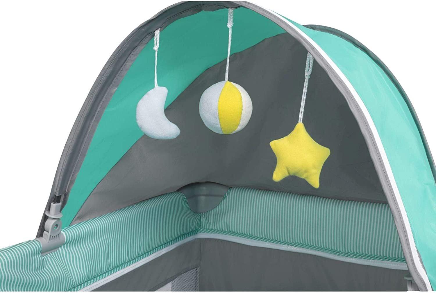 Kelioninė lovytė-maniežas su vystymo stalu iki 15 kg Lionelo Sven Plus Turquoise/Pilkas